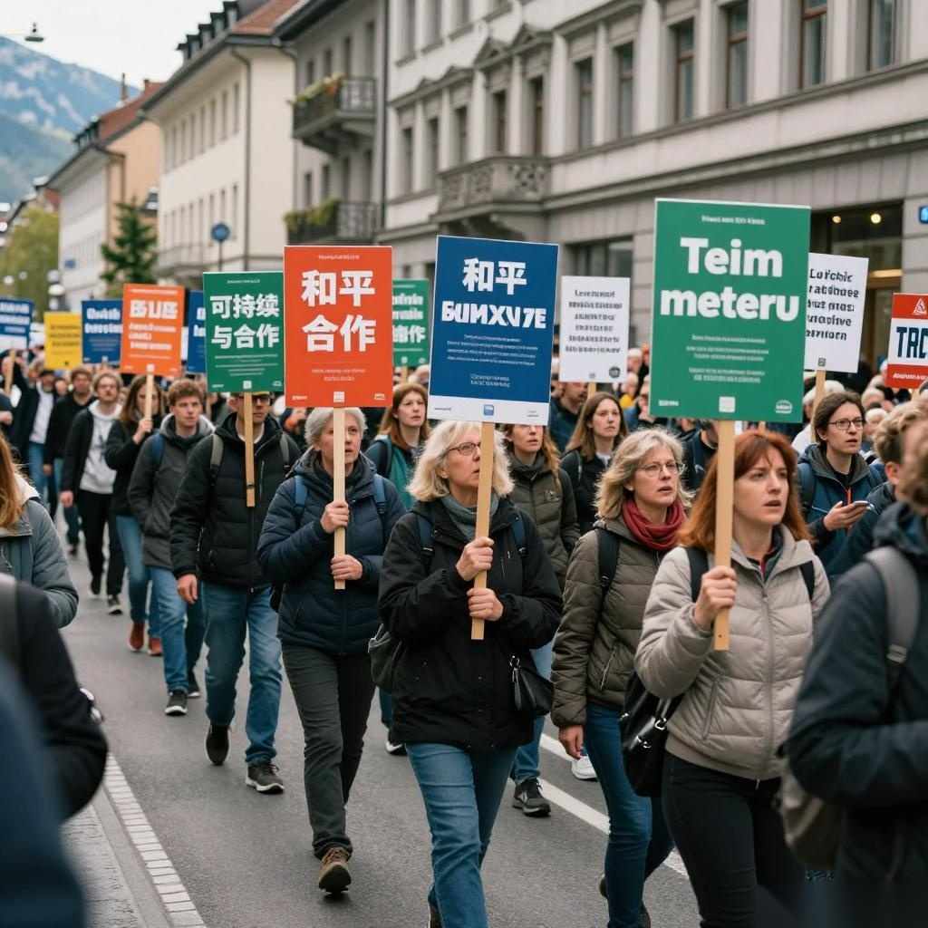 达沃斯抗议特朗普出席年会 民众不满其立场